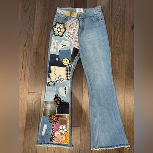 BDG Urban Outfitters Light Blue Patchwork Flare Jeans